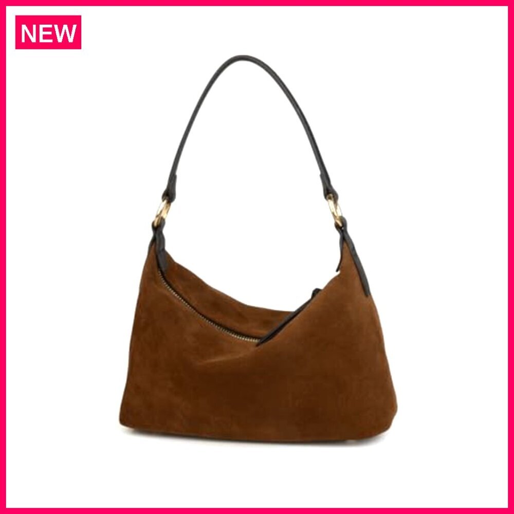 Slouchy Suede Hobo Bag with Shoulder Strap, 10.23" L Tote - Picture 2 of 8